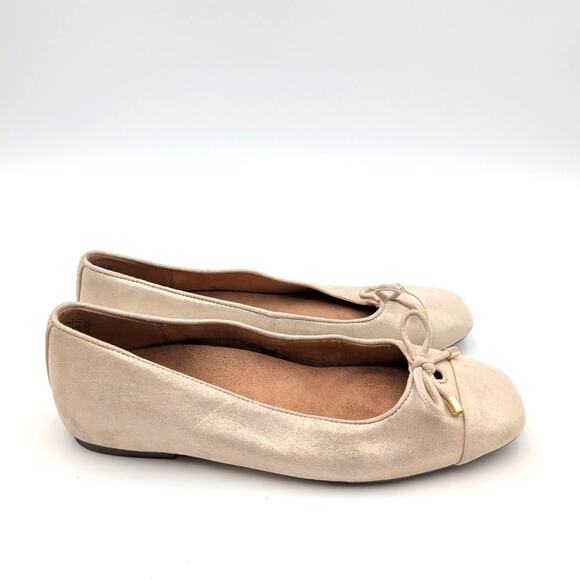 Vionic Klara Cap Toe Ballet Flats Women's Gold Metallic Leather Size US8 EU38.5 - Picture 3 of 13